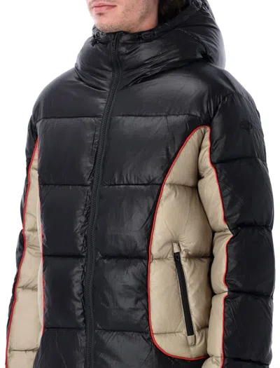 Diesel W-ostend Impactful Color-block Puffer Jacket In Black