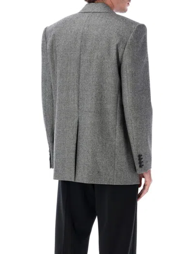 Saint Laurent Blazer Single Breast Prince Of Wales In Gray