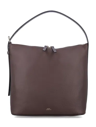 Apc A.p.c. Vera Leather Shoulder Bag In Brown