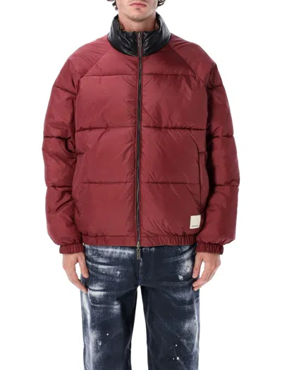 Emporio Armani Suedette And Nylon Reversible Jacket In Brown