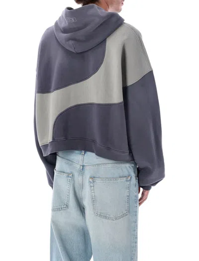 Erl Panelled Hoodie In Gray
