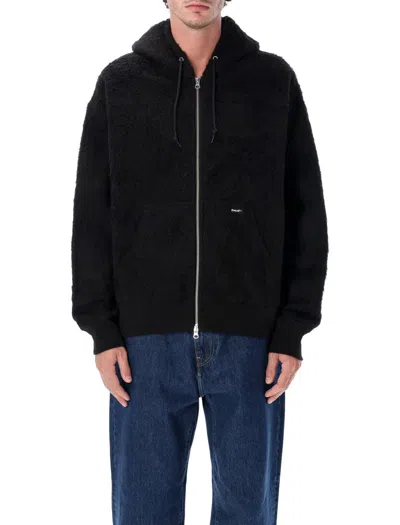 Huf Brushed Fleece Jacket With Kangaroo Pockets In Black