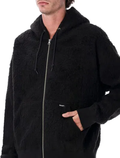 Huf Brushed Fleece Jacket With Kangaroo Pockets In Black