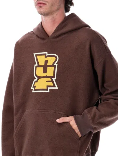 Huf Megablast Reverse Fleece Hoodie In Brown