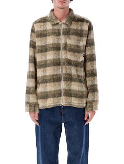 Huf Megablast Plaid Fuzzy Jacket In Brown