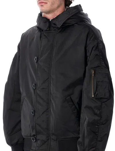 Isabel Marant Elroy Short Quilted Satin Nylon Coat In Black