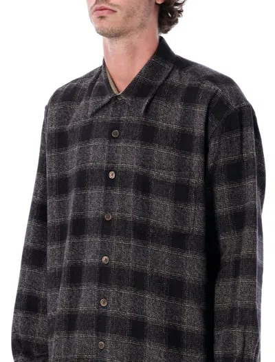 Our Legacy Long Sleeve Checked Shirt With Chest Pocket In Brown