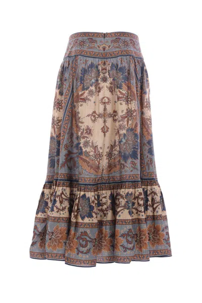 Zimmermann Women Indienne Floral Habotai Silk Ascension Tiered Midi Skirt In Multi