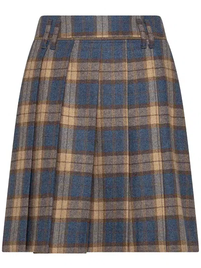 Seventy Plaid-pattern Pleated Skirt In Blue