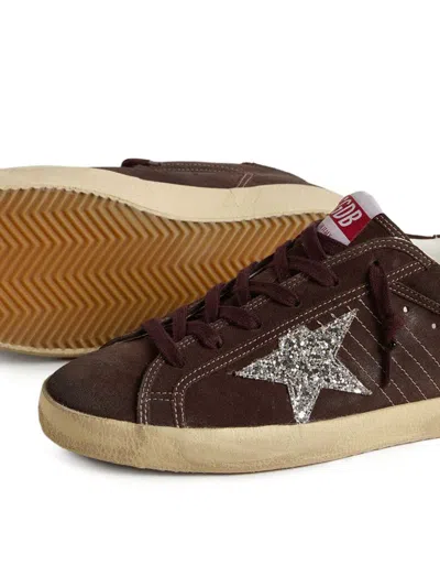 Golden Goose Super Star Glitter-star Embellished Sneakers In Brown