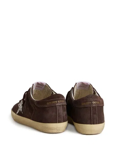 Golden Goose Super Star Glitter-star Embellished Sneakers In Brown