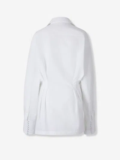 Dries Van Noten Draped Silk Shirt In White