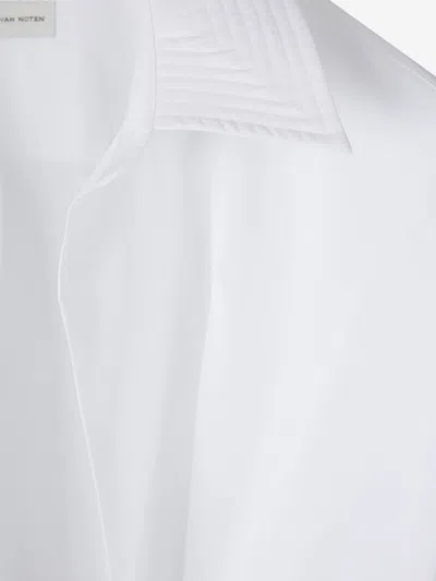 Dries Van Noten Draped Silk Shirt In White