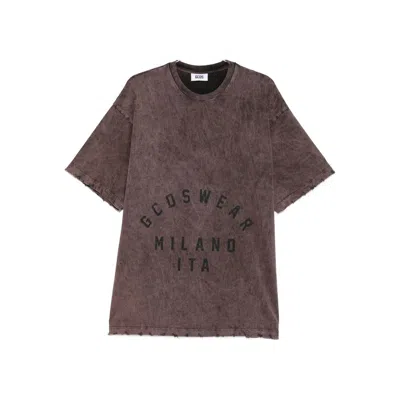 Gcds Distressed-effect Graphic-print T-shirt In Brown