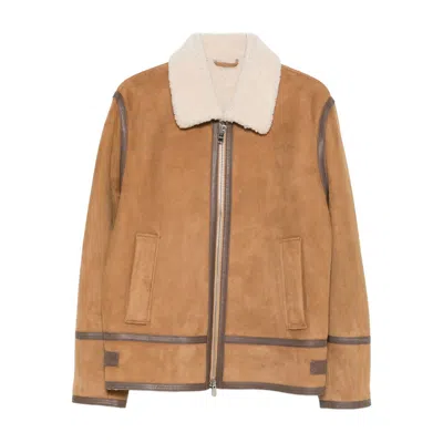Dondup Caramel Shearling Jacket In Brown