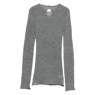 3311 Ribbed Cut-out Knitted Top In Gray