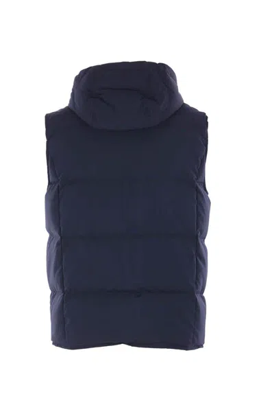 Eleventy Sleeveless Hooded Vest In Blue