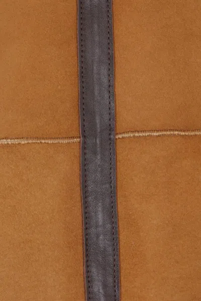 Sacai Toggle Mouton Coat In Brown