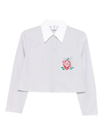 Casablanca Striped Embroidered Shirt In Purple