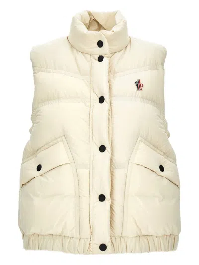 Moncler Grenoble Padded Gilet In Down Beige In Multi