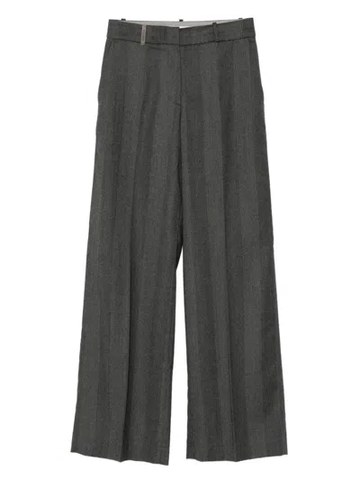 Peserico Herringbone Trousers In Gray