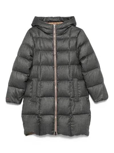 Peserico Hooded Quilted Coat In Black
