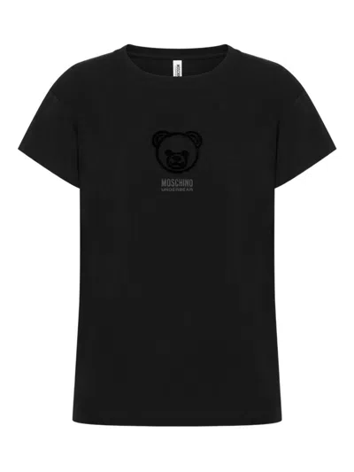 Moschino Relaxed Fit Black Cotton-elastane T-shirt In Black