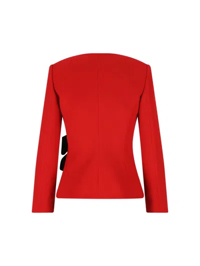 Valentino Tailored Jacket With Bow Detail And Long Sleeves In Red
