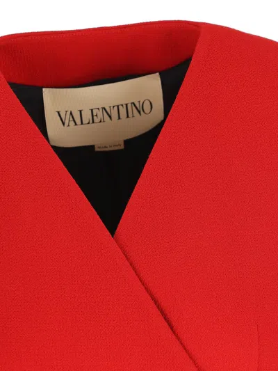 Valentino Tailored Jacket With Bow Detail And Long Sleeves In Red