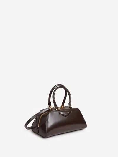 Givenchy Mini Antigona East-west Bag In Box Leather In Brown