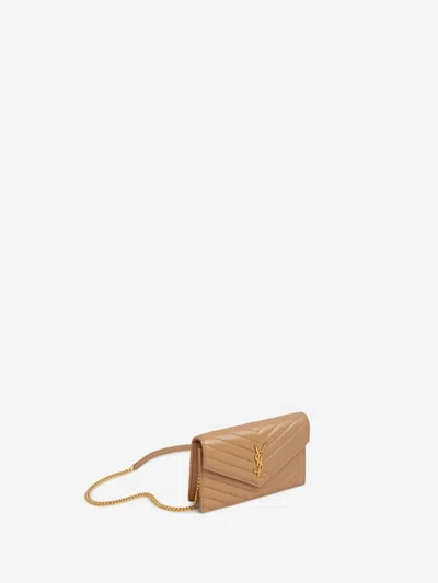 Saint Laurent Cassandre Chain Bag In Sand