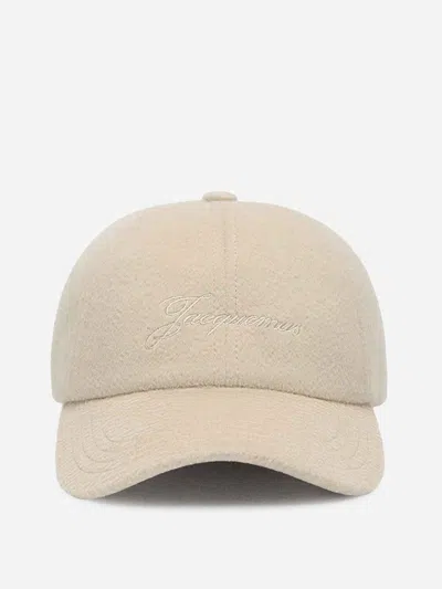 Jacquemus La Casquette Cachemiro Logo-embroidered Wool Cap In Neutral