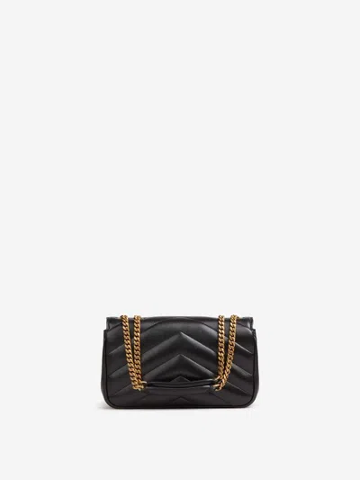 Saint Laurent Small Leather Crossbody Bag With Chevron Pattern In Black