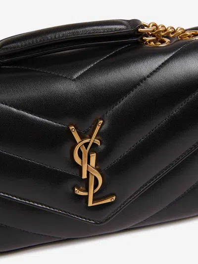Saint Laurent Small Leather Crossbody Bag With Chevron Pattern In Black