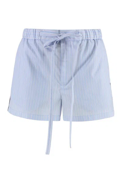 Gucci Striped Poplin Shorts Featuring Front Tie In Blue