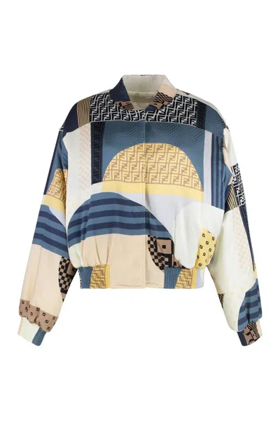 Fendi Reversible Satin Bomber Jacket In Multi