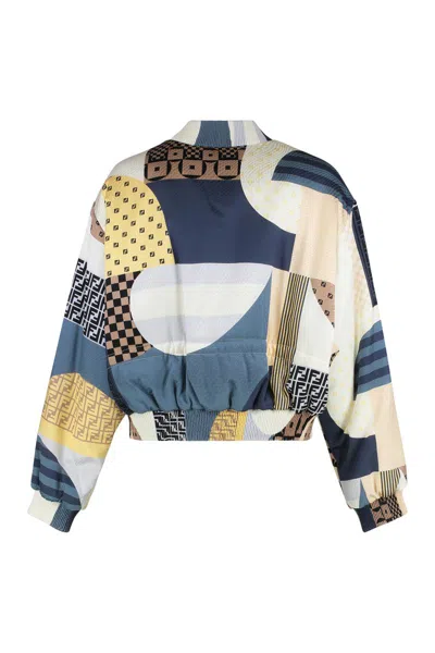Fendi Reversible Satin Bomber Jacket In Multi