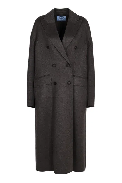 Prada Wool And Cashmere Coat In Gray