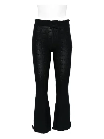 Balenciaga Ruffled Hem Sheer Capri Trousers In Black