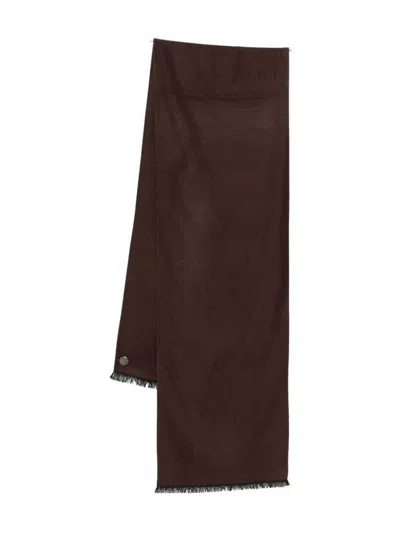 Emporio Armani Luxurious Soft Fringe Scarf Accessory In Brown