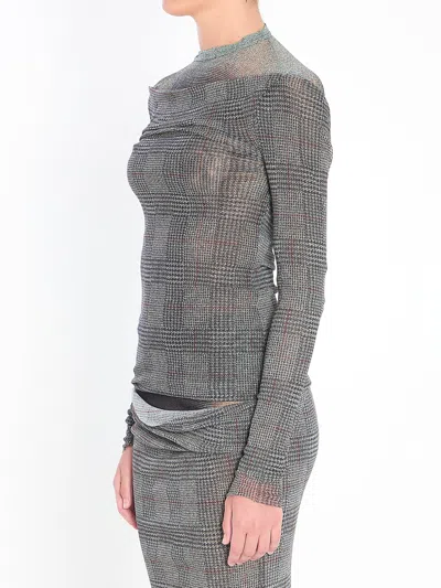 Jean Paul Gaultier Body Shadow And Prince Of Wales Top In Gray