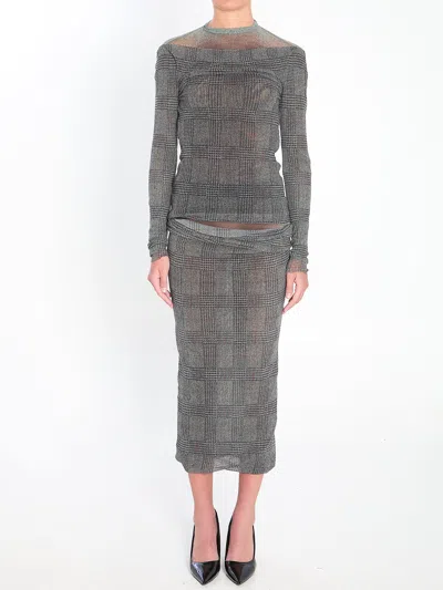 Jean Paul Gaultier Body Shadow And Prince Of Wales Top In Gray