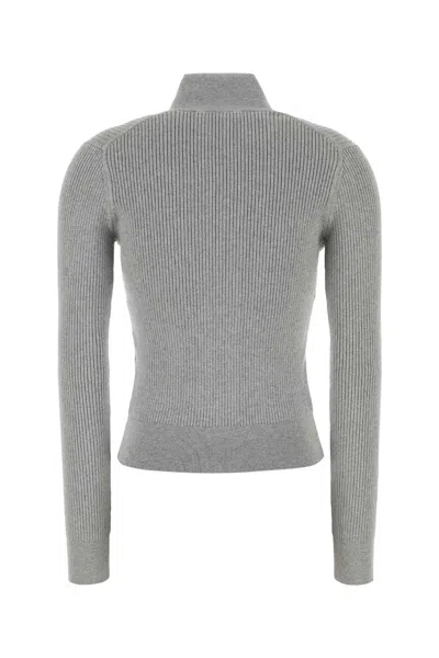 Jw Anderson J. W. Anderson Ribbed Zip-up Cardigan With High Collar In Gray