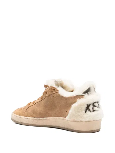 Golden Goose Ball Star Suede Shearling Sneaker In Brown