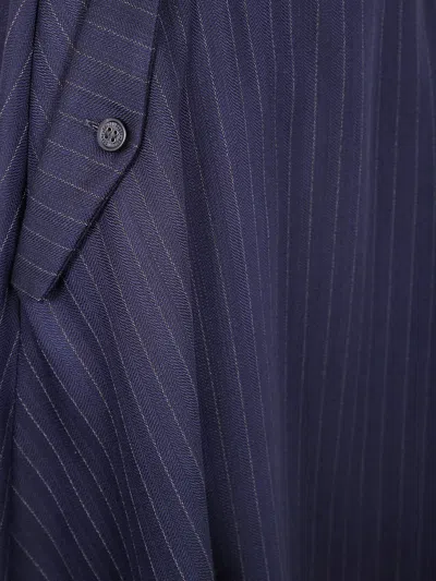 Golden Goose "journey W`s" Circle Skirt With Flap Pockets Detail Pinstripe Clothing In Blue