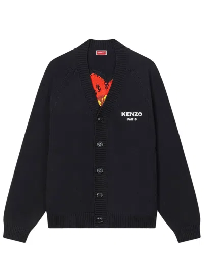 Kenzo Cardigan Boke Flower In Black