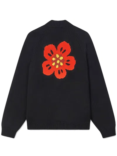 Kenzo Cardigan Boke Flower In Black