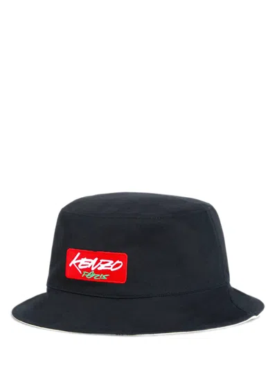 Kenzo Reversible Cotton Bucket Hat With ' X Futura 2000' Embroidery In Blue