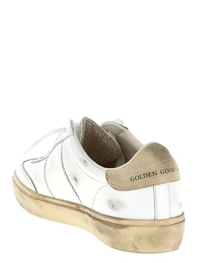 Golden Goose Minimalist White Leather Sneakers With Textured Heel In White