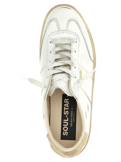 Golden Goose Minimalist White Leather Sneakers With Textured Heel In White